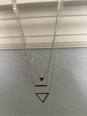 Touchstone Crystal Layered Silver Geometric Necklace by Swarovski